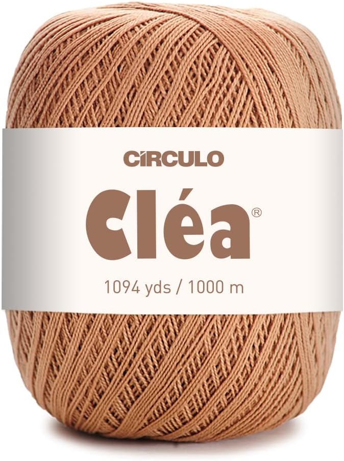 CRCULO Circulo Clea Yarn – Crochet Thread Fine Size 10-8/2 Perfect for Weaving - 100% Mercerized Brazilian Cotton (Pack of 1 Ball) – 5.3 oz, 1094 yds - Color: 7625 - Chestnut - Image 1